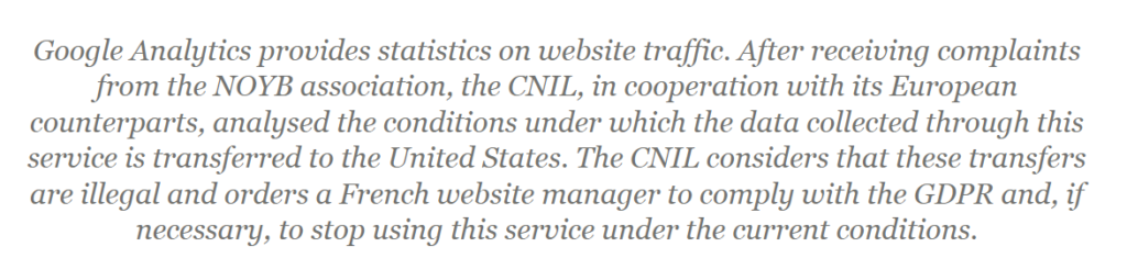 Google Analytics is a GDPR violation said by CNIL