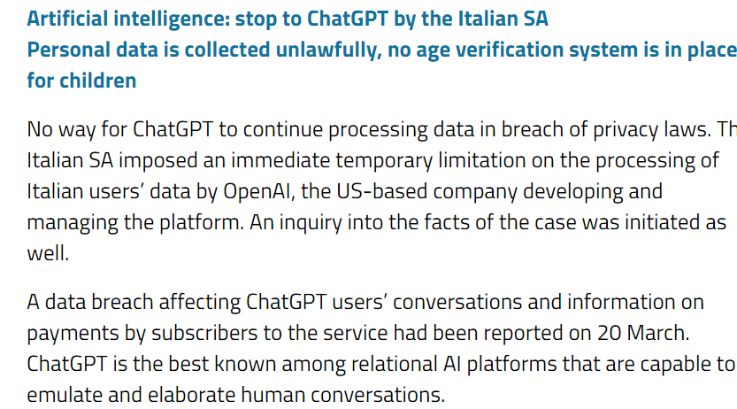 Italy bans ChatGPT